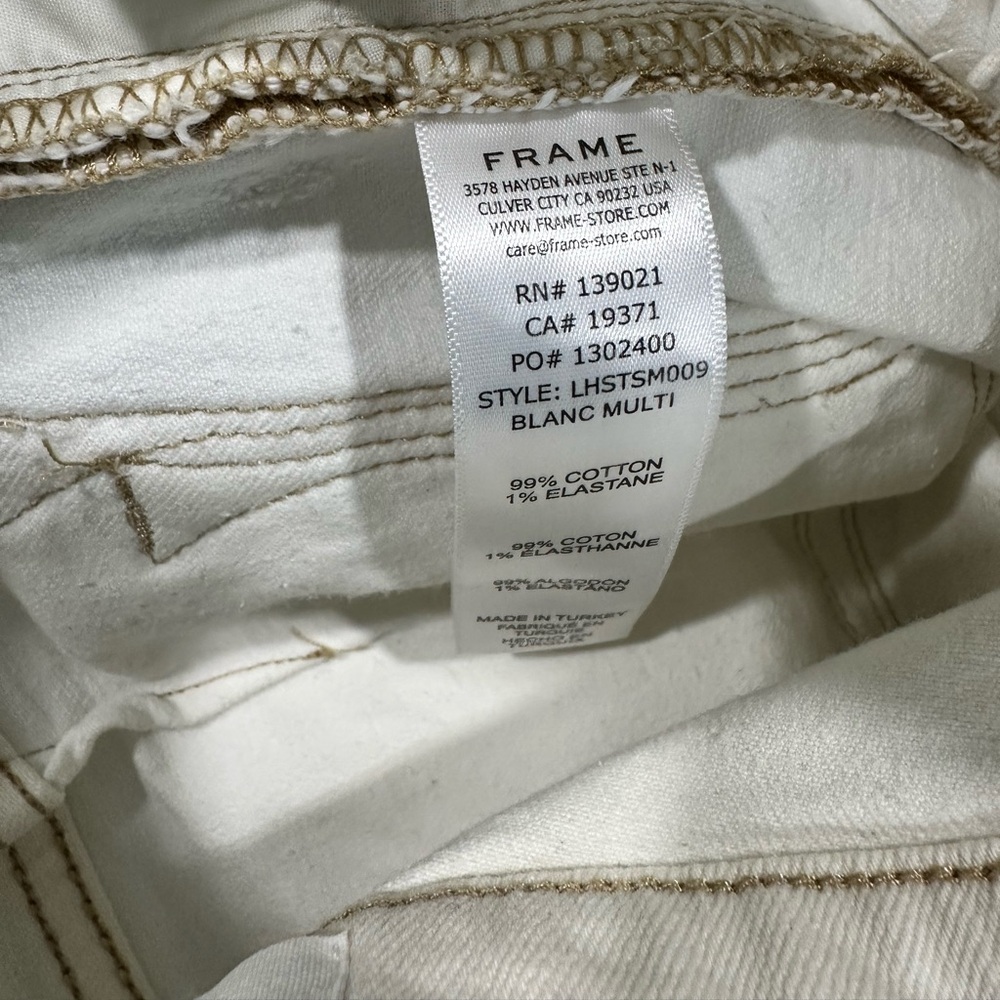 Frame Le High High-Rise Straight-Leg Jeans - Dual Color Cream/White - Size 27 - Picture 11 of 11